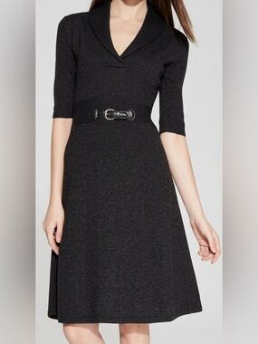 Calvin Klein Black Knit A-Line Sweater Dress - Size L